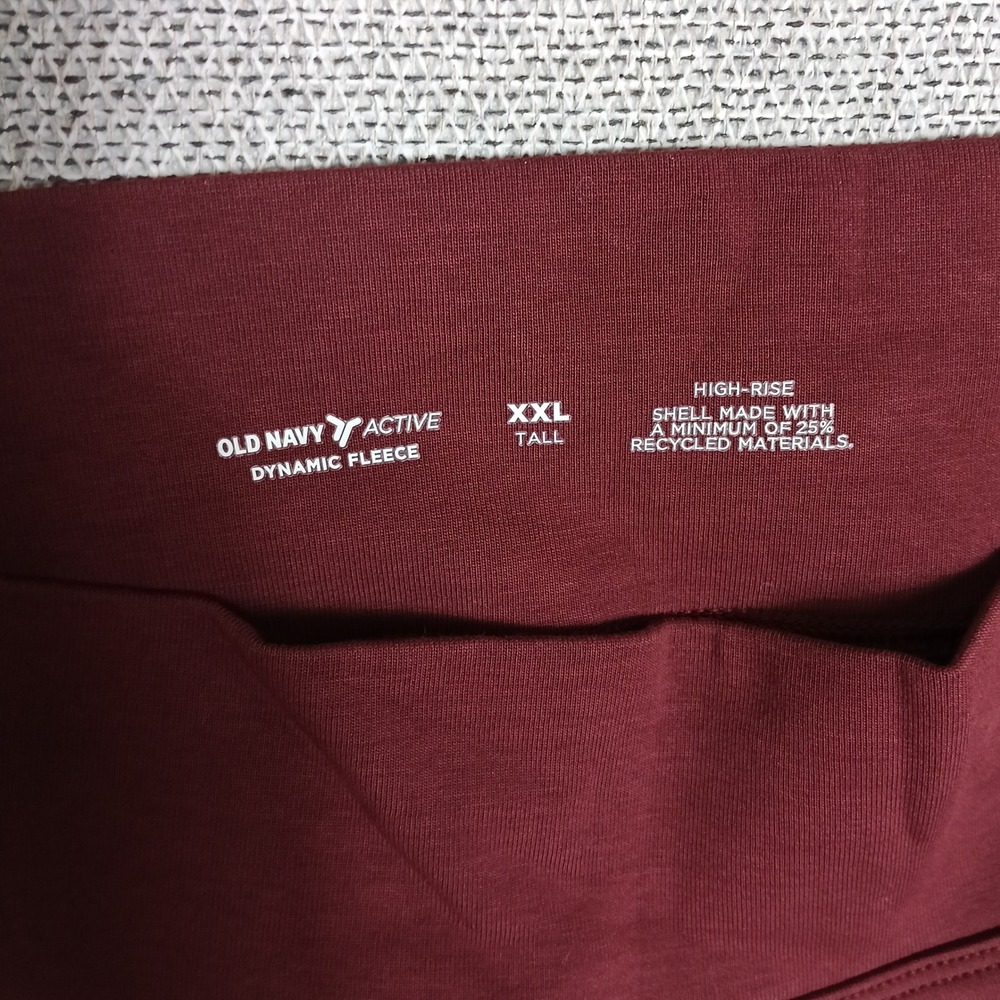 Old Navy Dynamic Fleece Flare Pants Womens XXL Tall Burgundy Excellent Pintuck - Picture 4 of 5